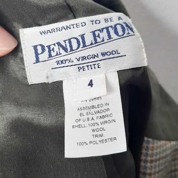 Pendleton Plaid Blazer 4P - Picture 4 of 6